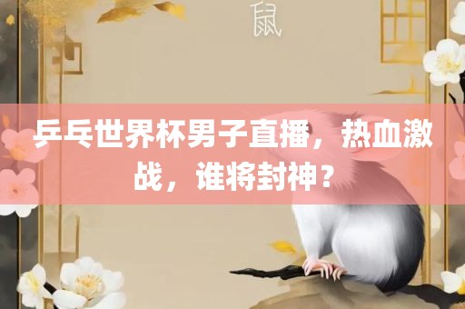 乒乓世界杯男子直播，热血激战，谁将封神？