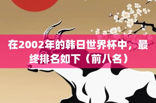 在2002年的韩日世界杯中，最终排名如下（前八名）