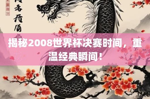 揭秘2008世界杯决赛时间，重温经典瞬间！