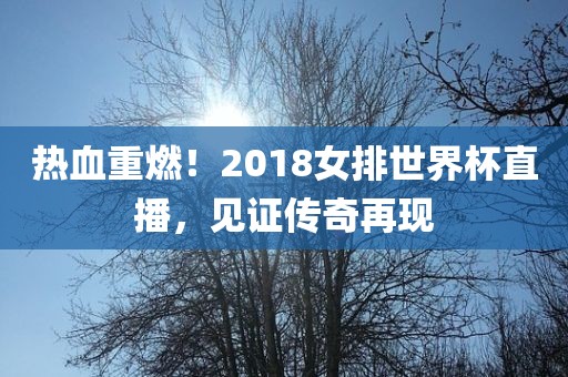 热血重燃！2018女排世界杯直播，见证传奇再现