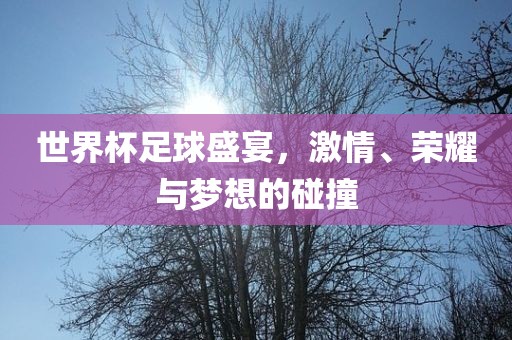 世界杯足球盛宴，激情、荣耀与梦想的碰撞