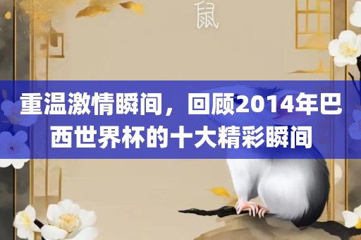 重温激情瞬间，回顾2014年巴西世界杯的十大精彩瞬间