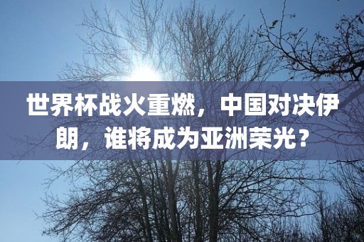 世界杯战火重燃，中国对决伊朗，谁将成为亚洲荣光？