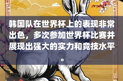 韩国队在世界杯上的表现非常出色，多次参加世界杯比赛并展现出强大的实力和竞技水平。