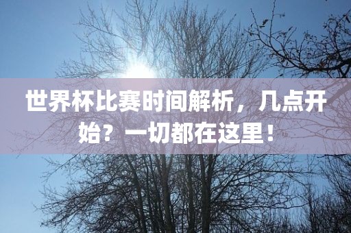 世界杯比赛时间解析，几点开始？一切都在这里！