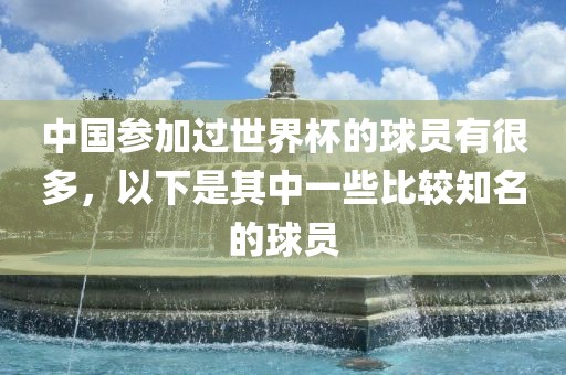 中国参加过世界杯的球员有很多，以下是其中一些比较知名的球员