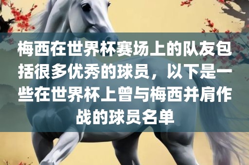 梅西在世界杯赛场上的队友包括很多优秀的球员，以下是一些在世界杯上曾与梅西并肩作战的球员名单