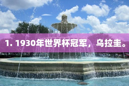 1. 1930年世界杯冠军，乌拉圭。