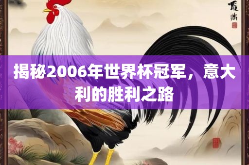 揭秘2006年世界杯冠军，意大利的胜利之路