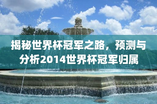 揭秘世界杯冠军之路，预测与分析2014世界杯冠军归属