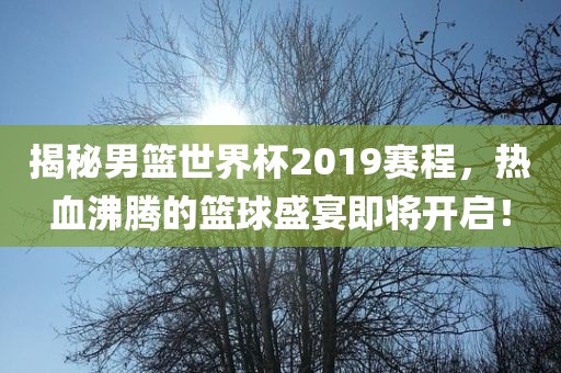 揭秘男篮世界杯2019赛程，热血沸腾的篮球盛宴即将开启！