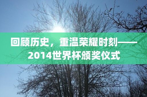 回顾历史，重温荣耀时刻——2014世界杯颁奖仪式