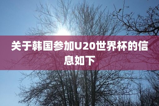 关于韩国参加U20世界杯的信息如下