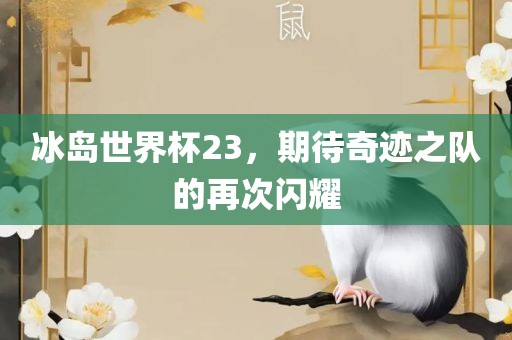 冰岛世界杯23，期待奇迹之队的再次闪耀